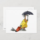 Amargasaurus mit Regenschirm und Koffer. Postkarte (Vorne/Hinten)