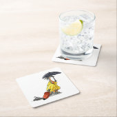 Amargasaurus mit Regenschirm und Koffer. Rechteckiger Pappuntersetzer (Vor Ort)