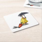 Amargasaurus mit Regenschirm und Koffer. Rechteckiger Pappuntersetzer (angewinkelt)