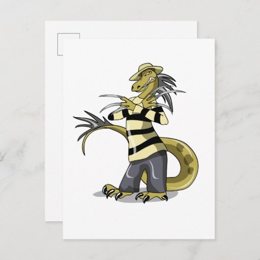 Amargasaurus wird als Freddy Krüeger verdrängt. Postkarte (Vorne/Hinten)