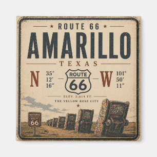 Amarillo Route 66 Koordinaten Souvenir Magnet