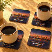 Amarillo Route 66 Skyline Barware-Geschenk Rechteckiger Pappuntersetzer