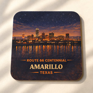 Amarillo Route 66 Skyline Barware-Geschenk Rechteckiger Pappuntersetzer