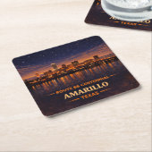 Amarillo Route 66 Skyline Barware-Geschenk Rechteckiger Pappuntersetzer (angewinkelt)