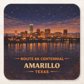 Amarillo Route 66 Skyline Barware-Geschenk Rechteckiger Pappuntersetzer (Vorderseite)