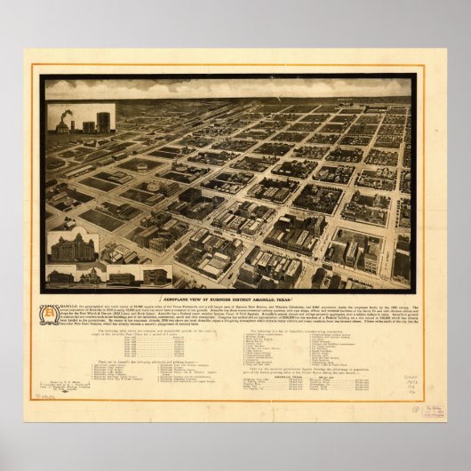 Amarillo Texas 1912 Antique Panoramabalkarte Poster (Vorne)