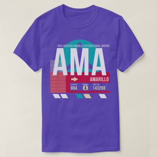 Amarillo Texas AMA Airport Code Gepäckmarke T-Shirt (Design vorne)