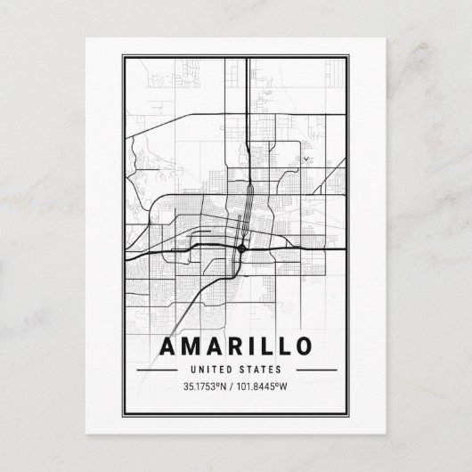 Amarillo Texas City Map Minimalist Art Postkarte (Vorderseite)