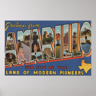 Amarillo, Texas - Große Buchstabenszenen Poster