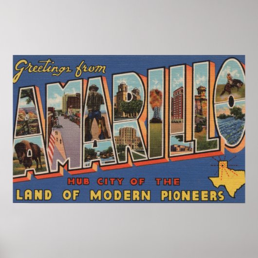 Amarillo, Texas - Große Buchstabenszenen Poster (Vorne)