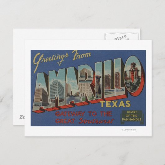 Amarillo, Texas (Herz des Panhandles) Postkarte (Vorne/Hinten)