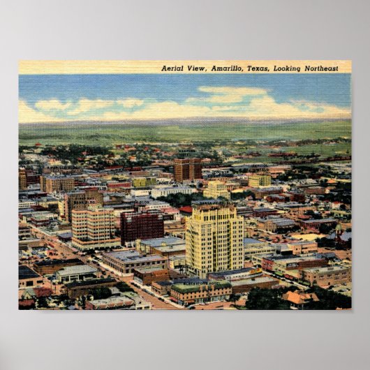 Amarillo, Texas, Luftbild, 1950 Vintag Poster (Vorne)