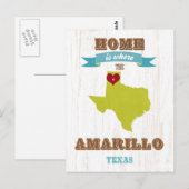Amarillo, Texas Map - Zuhause ist das Herz Postkarte (Vorne/Hinten)