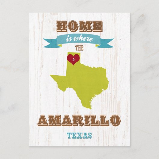 Amarillo, Texas Map - Zuhause ist das Herz Postkarte (Vorderseite)