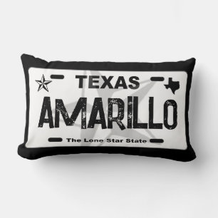 Amarillo Texas schwarzes Nummernschild Lendenkissen