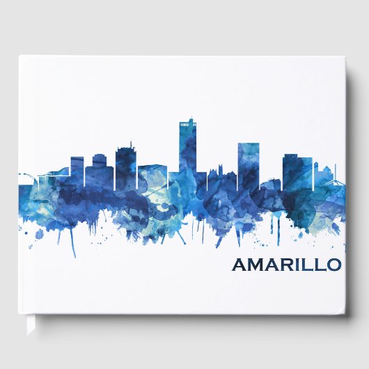 Amarillo Texas Skyline Blue Gästebuch (Vorderseite)
