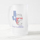 Amarillo Texas Staat Map mit Star, Boots, Hat-Tass Mattglas Bierglas (Vorderseite Links)