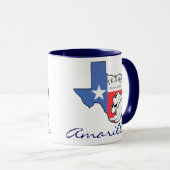 Amarillo Texas Staat Map mit Star, Boots, Hat-Tass Tasse (VorderseiteRechts)