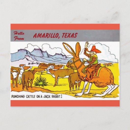 Amarillo, Texas Travel Greetings Cartoon Postcard Postkarte (Vorderseite)