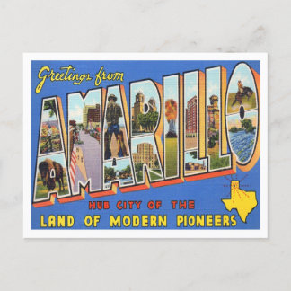 Amarillo, Texas Vintage Große Buchstaben Postkarte