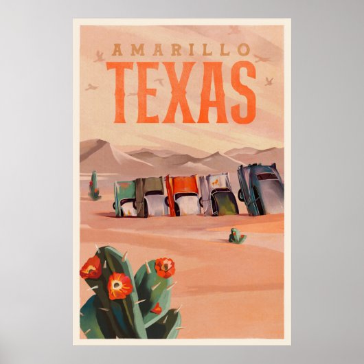 Amarillo, Texas Vintage Travel Art Poster (Vorne)