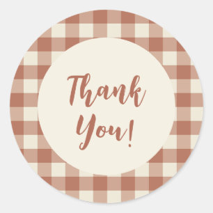 Amaro auf Panna Cotta Gingham - kariertes Muster. Runder Aufkleber