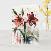 Amaryllis - Aquarellblumen Karte (Gelbe Blume)