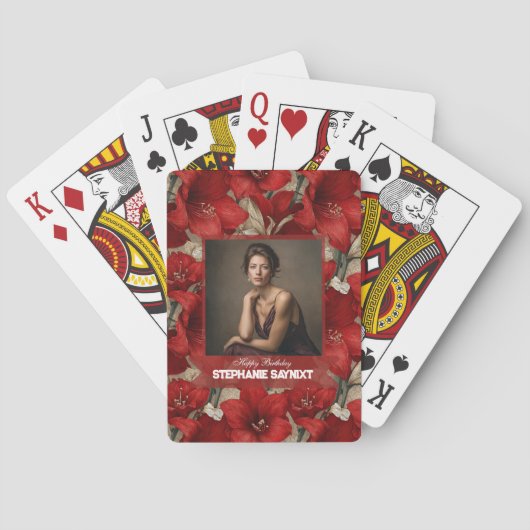 Amaryllis-Blume 40. Geburtstagsgeschenk Spielkarten (Rückseite)