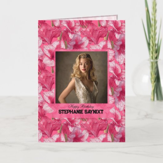 Amaryllis-Blume Vierzigster Geburtstagsgeschenk Fü Karte (Vorderseite)