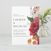 Amaryllis Botanische Probe Abendessen Einladung (Stehend Vorderseite)