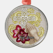 Amaryllis Christian Cross Ornament Aus Metall (Vorne)