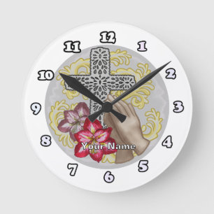 Amaryllis Christian Kreuz Runde Wanduhr