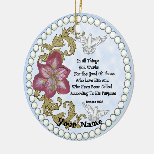 Amaryllis Christlich alles Keramik Ornament (Links)