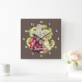 Amaryllis Cross Christlich Quadratische Wanduhr (Zuhause)