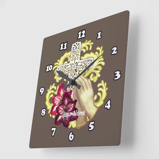 Amaryllis Cross Christlich Quadratische Wanduhr (Winkel)