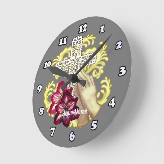 Amaryllis Cross Runde Wanduhr (Winkel)