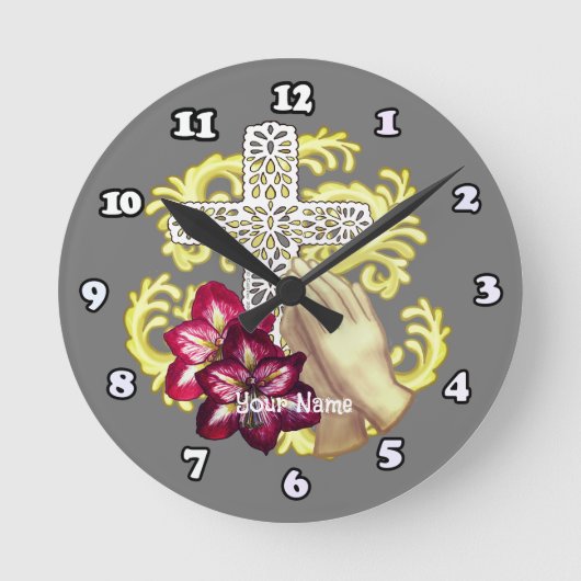 Amaryllis Cross Runde Wanduhr (Vorderseite)