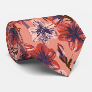 Amaryllis-Druck-Hemd Tropical Hochzeit Krawatte