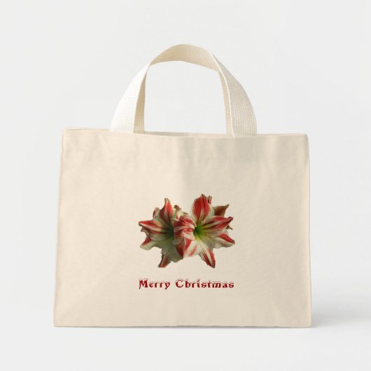 Amaryllis Frohe Weihnachts Tote Tag Mini Stoffbeutel (Vorne)