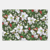 Amaryllis, Holly & Doves Geschenkpapier Set (Vorderseite)