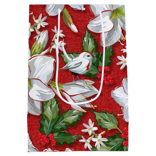 Amaryllis, Holly & Doves Mittlere Geschenktüte (Rückseite)