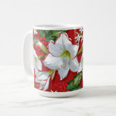 Amaryllis & Holly Red Christmas Kaffeetasse (Vorderseite Links)