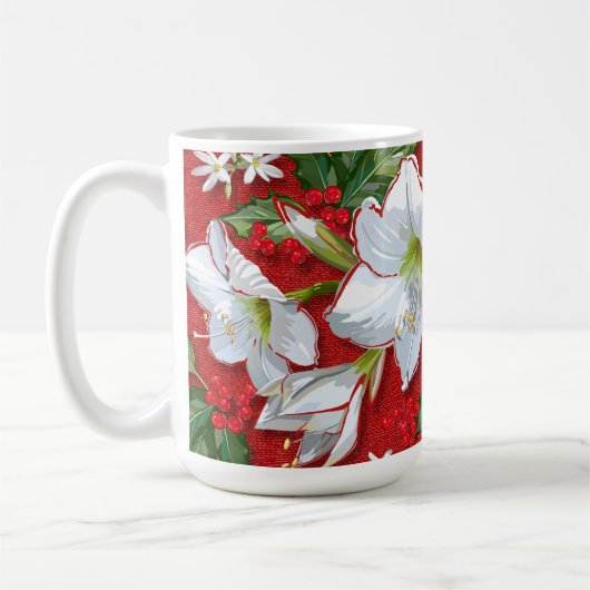 Amaryllis & Holly Red Christmas Kaffeetasse (Links)