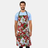 Amaryllis & Holly Red Christmas Schürze (Getragen)