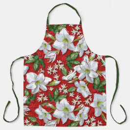 Amaryllis & Holly Red Christmas Schürze