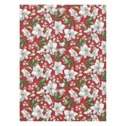 Amaryllis & Holly Red Christmas Tischdecke (Vorderseite)