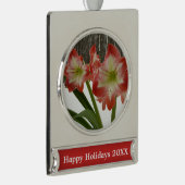 Amaryllis im schneeroten Urlaub Winterflora Banner-Ornament Silber (Rechts)