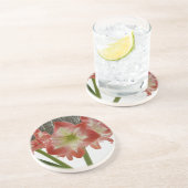 Amaryllis im schneeroten Urlaub Winterflora Getränkeuntersetzer (Seite)