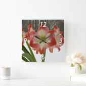 Amaryllis im schneeroten Urlaub Winterflora Quadratische Wanduhr (Zuhause)