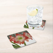 Amaryllis im schneeroten Urlaub Winterflora Rechteckiger Pappuntersetzer (Vor Ort)